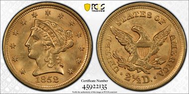 1852 $2.50 MS63+