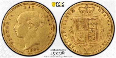 1880-S 1/2 Sov S-3862E Cross Buried AU50