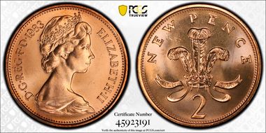 1983 2p S-C2A NEW PENCE Rev Mule MS65RD