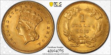 1873 G$1 Open 3 MS63