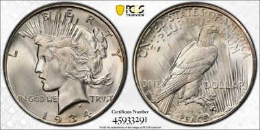 1934-S $1 MS65