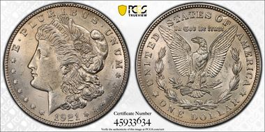 1921 $1 Morgan MS62