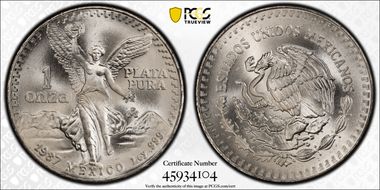 1987-Mo Onza Libertad Ag MS68