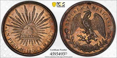1900-Mo AM Peso KM-409.2 AU58