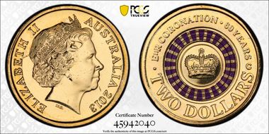 2013-C $2 Coronation Colorized MS63
