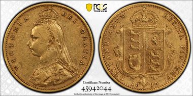 1889-S 1/2 Sov S-3871B XF40