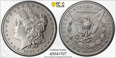 2021-CC Privy $1 Morgan Dollar 100th Anniversary MS70