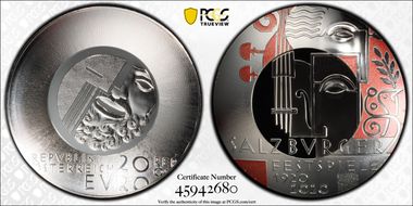 2020 € 20 Salzburg Festival Centenary Colorized PR70DCAM