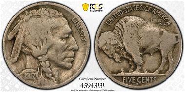 1917-S 5C 2 Feathers, FS-401 VG10