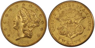 1852-O $20 AU55