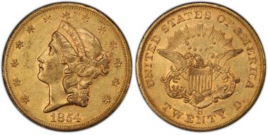 1854-S $20 AU53