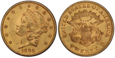 1859 $20 AU50