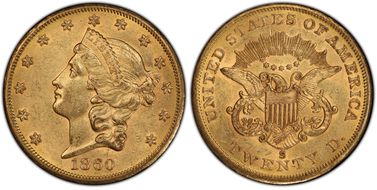 1860-S $20 AU58
