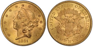 1861 $20 MS62