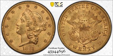 1861-S $20 MS61