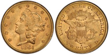 1864-S $20 MS63