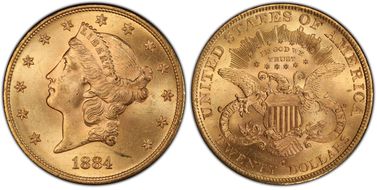 1884-S $20 MS64+