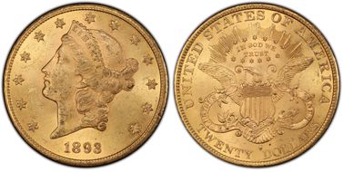 1893-S $20 MS63+