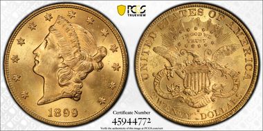 1899-S $20 MS64