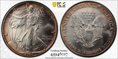 1994 $1 Silver Eagle MS69