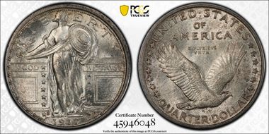 1917-S 25C Type 1 MS64