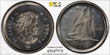 2021 10C 100th Ann. Bluenose Emanuel Hahn Design MS67