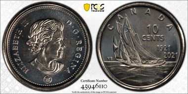 2021 10C 100th Ann. Bluenose Yves Bérubé  Design MS67