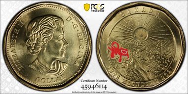 2021 $1 125th Ann Klondike Gold Rush Colorized MS67