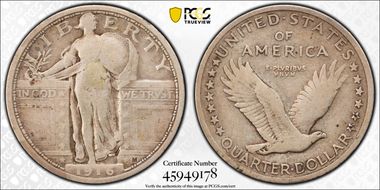1916 25C Standing Liberty N1