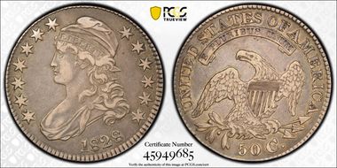 1828 50C Square 2, Small 8s, Lg. Letters VF30