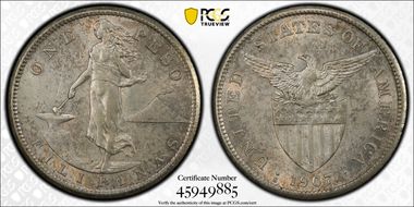 1907-S Peso AU55