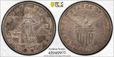 1903-S Peso KM-168  Ag AU53