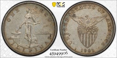 1903-S Peso KM-168  Ag AU53