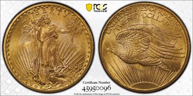 1908 $20 No Motto - Wells Fargo MS67