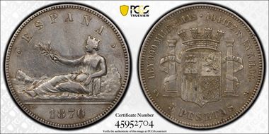 1870-SN M 5 Pta (1870) N1