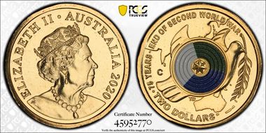 2020-C $2 75th Ann End of WWII Colorized MS68