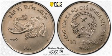 1986 10 Dong Elephant MS67