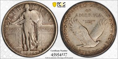 1916 25C Standing Liberty VF30