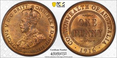 1916-I (c) 1D KM-23 MS64RB