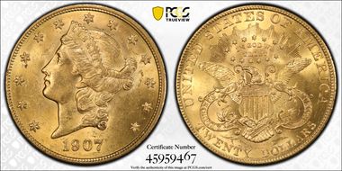 1907 $20 Liberty MS62