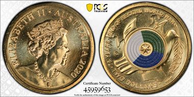 2020-C $2 75th Ann End of WWII Colorized MS67