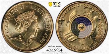 2020 $2 75th Ann End of WWII Colorized MS65