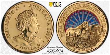 2022 $1 200 Year Royal Agr. Society Colorized MS68