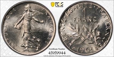 1965 1 Fr Gad-474 Grosse chouette MS66