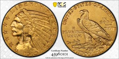 1910 $5 AU58