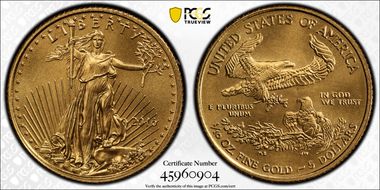 2016 $5 Gold Eagle 30th Anniversary MS69