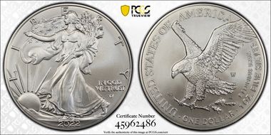2022-W $1 Burnished Silver Eagle SP70