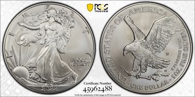 2022-W $1 Burnished Silver Eagle SP70