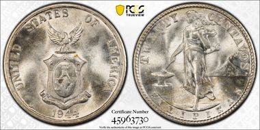 1944-D 20C KM-182  Ag MS65