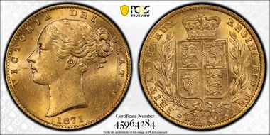 1871-S Sov S-3855A Shield WW incuse MS63